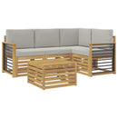 Udendørs sofagruppe 5 pcs Hvid og lysegrå 59 x 59 x 37 cm