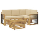 Udendørs sofagruppe 5 pcs Hvid og Beige 59 x 59 x 37 cm