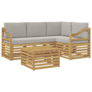 Udendørs sofagruppe 5 pcs Hvid og lysegrå 59 x 59 x 37 cm