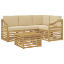 Udendørs sofagruppe 5 pcs Hvid og Beige 59 x 59 x 37 cm