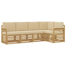 Udendørs sofagruppe 5 pcs Hvid og Beige 247 x 128,5 x 73 cm