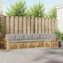 Udendørs sofagruppe 6 pcs Hvid og lysegrå 306 x 128,5 x 73 cm