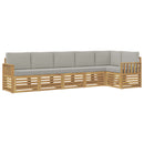 Udendørs sofagruppe 6 pcs Hvid og lysegrå 306 x 128,5 x 73 cm