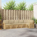 Udendørs sofagruppe 6 pcs Hvid og Beige 306 x 128,5 x 73 cm