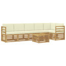 Udendørs sofagruppe 7 pcs Hvid og cremefarvet Polyester
