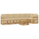 Udendørs sofagruppe 7 pcs Hvid og Beige 59 x 59 x 37 cm