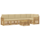 Udendørs sofagruppe 7 pcs Hvid og Beige 59 x 59 x 37 cm