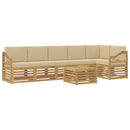 Udendørs sofagruppe 7 stk. Hvid og Beige Polyester