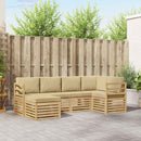 Udendørs sofagruppe 6 pcs Hvid og Beige Polyester