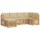 Udendørs sofagruppe 6 pcs Hvid og Beige Polyester
