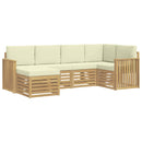 Udendørs sofagruppe 6 pcs Hvid og cremefarvet Polyester