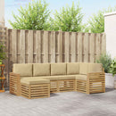 Udendørs sofagruppe 6 pcs Hvid og Beige Polyester