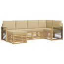 Udendørs sofagruppe 6 pcs Hvid og Beige Polyester