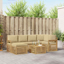 Udendørs sofagruppe 7 pcs Hvid og Beige 59 x 59 x 37 cm