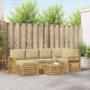 Udendørs sofagruppe 7 pcs Hvid og Beige Polyester
