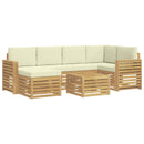 Udendørs sofagruppe 7 pcs Hvid og cremefarvet Polyester