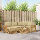 Udendørs sofagruppe 7 pcs Hvid og Beige Polyester