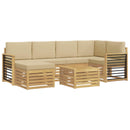 Udendørs sofagruppe 7 pcs Hvid og Beige Polyester