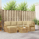 Udendørs sofagruppe 7 pcs Hvid og Beige Polyester