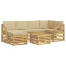 Udendørs sofagruppe 7 pcs Hvid og Beige Polyester