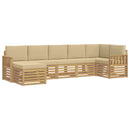 Udendørs sofagruppe 6 pcs Hvid og Beige 306 x 128,5 x 73 cm