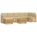 Udendørs sofagruppe 7 pcs Hvid og Beige 59 x 59 x 37 cm