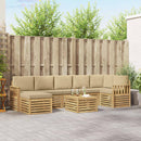 Udendørs sofagruppe 7 pcs Hvid og Beige 59 x 59 x 37 cm