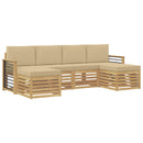 Sofasæt med pude 6 pcs Hvid og Beige Polyester