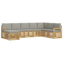Udendørs sofagruppe 6 pcs Hvid Og Lys Grå 306 x 128,5 x 73 cm