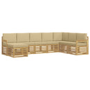 Udendørs sofagruppe 6 pcs Hvid og Beige 306 x 128,5 x 73 cm