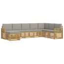 Udendørs sofagruppe 6 pcs Hvid Og Lys Grå 306 x 128,5 x 73 cm