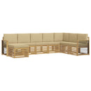 Udendørs sofagruppe 8 pcs Hvid og Beige 306 x 187,5 x 73 cm