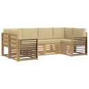 Sektionalsofa sæt 6 pcs Hvid og Beige 245 x 128,5 x 73 cm