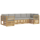 Sektionalsofa sæt 7 pcs Hvid og lysegrå 304 x 126,5 x 73 cm