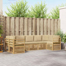 Sektionalsofa sæt 7 pcs Hvid og Beige 304 x 126,5 x 73 cm