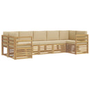 Sektionalsofa sæt 7 pcs Hvid og Beige 304 x 126,5 x 73 cm