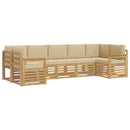 Udendørs sofagruppe 6 pcs Hvid og Beige 304 x 128,5 x 73 cm