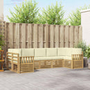 Udendørs sofagruppe 6 pcs Hvid og creme 304 x 128,5 x 73 cm