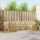 Udendørs sofagruppe 6 pcs Hvid og Beige 304 x 128,5 x 73 cm