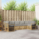 Sektionalsofa sæt 7 pcs Hvid og lysegrå 304 x 128,5 x 73 cm