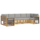 Sektionalsofa sæt 7 pcs Hvid og lysegrå 304 x 128,5 x 73 cm