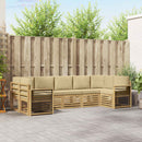 Sektionalsofa sæt 7 pcs Hvid og Beige 304 x 128,5 x 73 cm