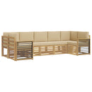 Sektionalsofa sæt 7 pcs Hvid og Beige 304 x 128,5 x 73 cm