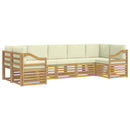 Sektionalsofa sæt med pude 7 pcs Hvid og cremefarvet Polyester