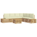 7 pcs Udendørs sofagruppe Polyester Hvid og cremefarvet