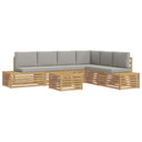 7 pcs Udendørs sofagruppe Polyester Hvid og lysegrå