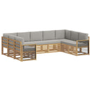 Sektionalsofa sæt 9 pcs Hvid og lysegrå 304 x 187,5 x 73 cm
