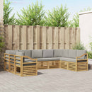 Sektionalsofa sæt 9 pcs Hvid og lysegrå 304 x 185,5 x 73 cm