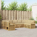Sektionalsofa sæt 9 pcs Hvid og Beige 304 x 185,5 x 73 cm