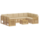 Udendørs sofagruppe 10 pcs Hvid og Beige 59 x 59 x 37 cm